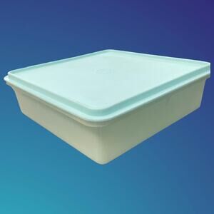 Tupperware Snack n Store 9x9 Square Container Sheer Lid 514 515 Green Vintage